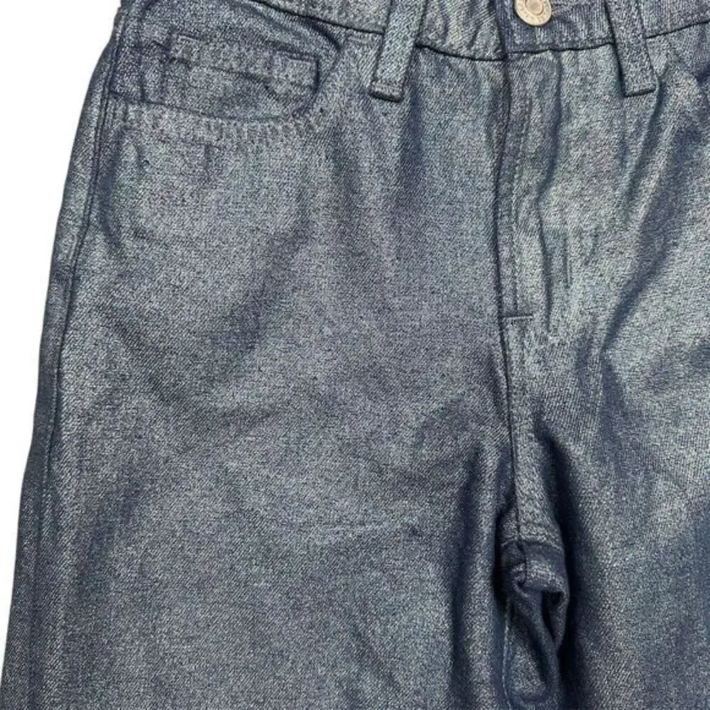 NWT GAP Kids Girls Wide-Leg‎ Jeans Size 10 Blue Metallic Sheen Denim High Rise